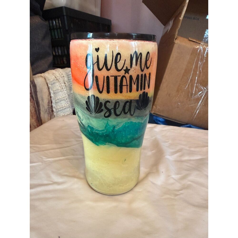 32oz Custom Tumbler "Give Me Vitamin Sea" EUC
